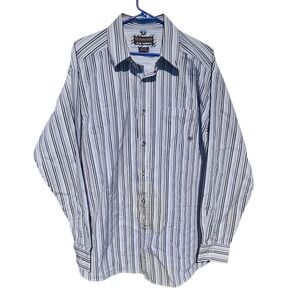 Ariat Pro Series Men XL Striped Western Button Down Shirt Long Sleeve Blue White